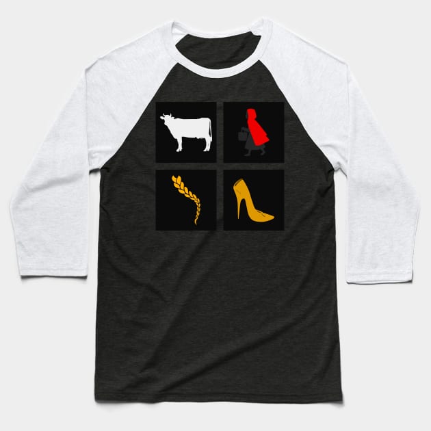 Cow, cape, hair & slipper Baseball T-Shirt by byebyesally